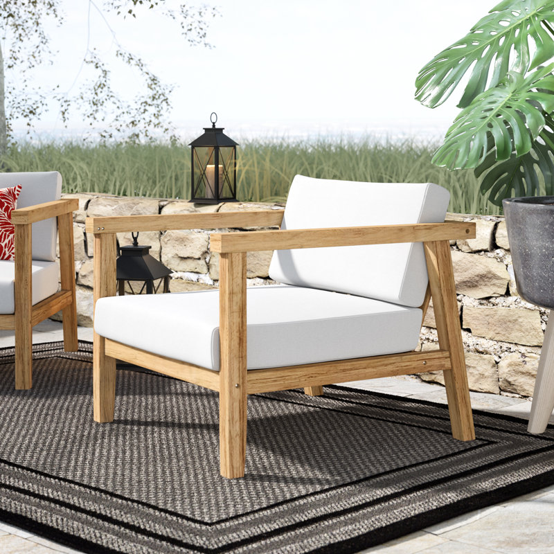Bayou Breeze Edmeston Outdoor Teak Chair with Cushions & Reviews Wayfair